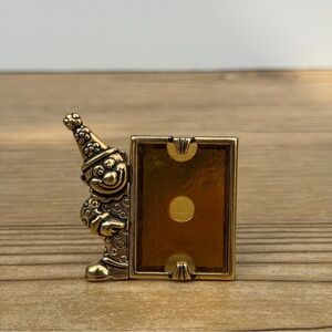 Brass Clown Miniature Cute Photo Frame Vintage Made in USA